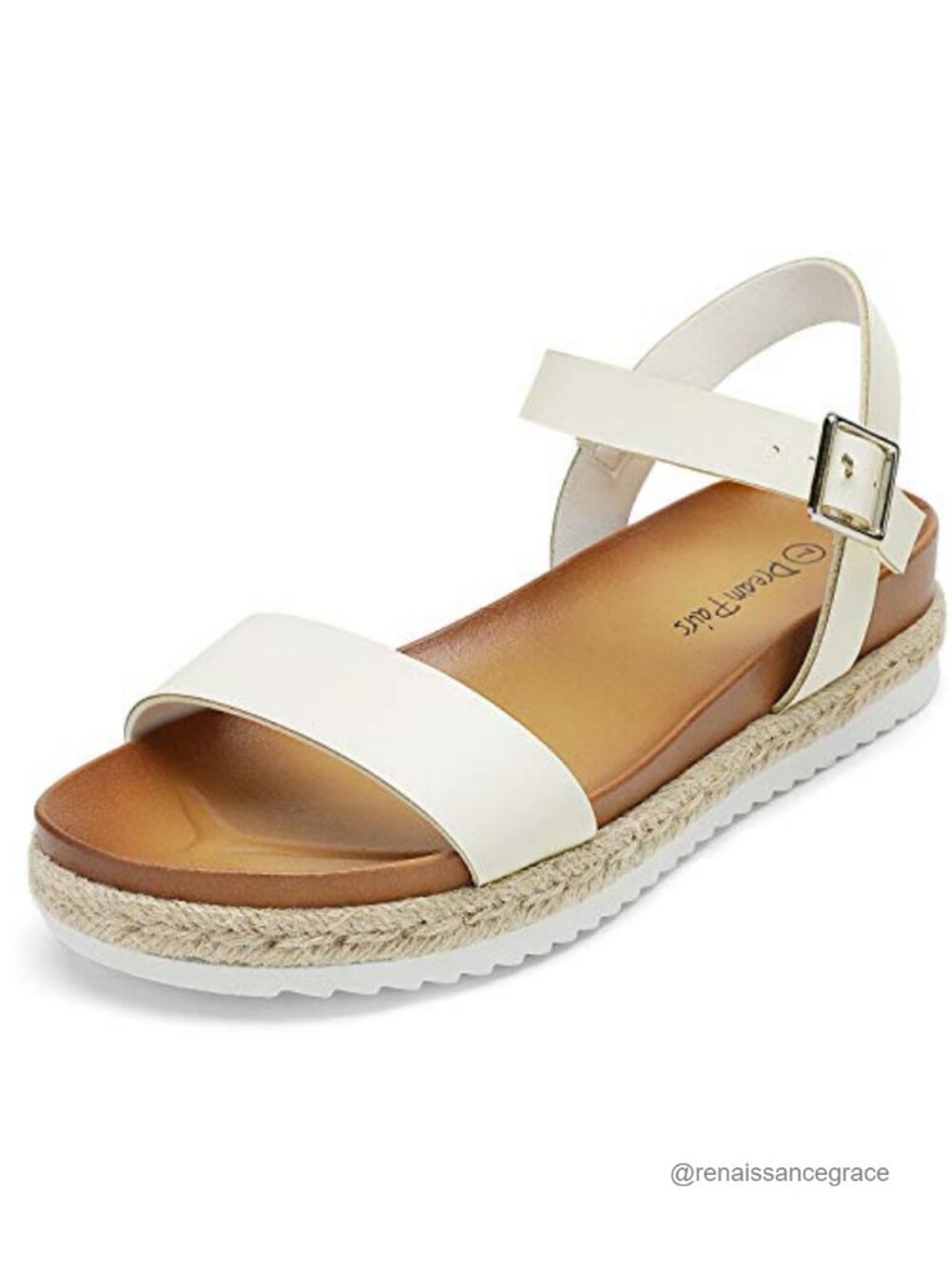 Espadrille Flatform Wedge Sandals w/ Ankle Strap - Faux Leather